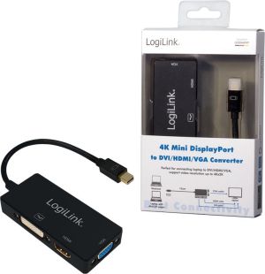 Adapter AV LogiLink DisplayPort Mini - HDMI - D-Sub (VGA) - DVI-I czarny (CV0110) 5