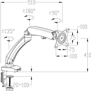 SilentiumPC Uchwyt biurkowy na monitor 10"  - 27" Atlas Arm AA101 (SPC183) 7