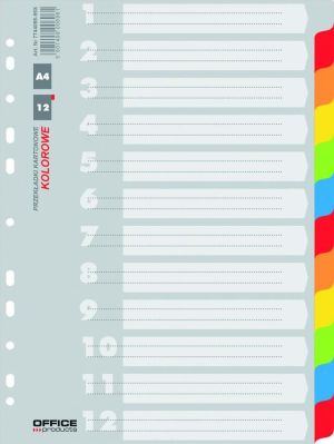 Office Products Przekładki kartonowe A4 12 kart mix kolorów (21071221-99) 1