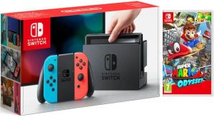 Nintendo Switch czerwono-niebieska + Super Mario Odyssey 1