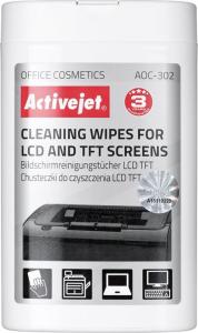 Activejet Chusteczki nawilżane do czyszczenia ekranów LCD 100 szt. (AOC-302) 1