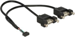 Delock USB zew. - USB wew., 0.25m, Czarny (84832) 2