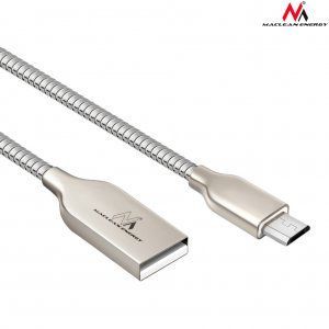 Kabel USB Maclean Micro USB metalowy silver Quick & Fast Charge (MCE190) 1