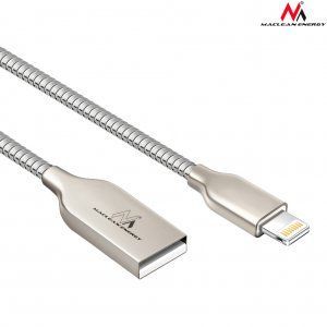 Kabel USB Maclean USB Lightning iPhone metalowy silver Quick & Fast Charge (MCE191) 1