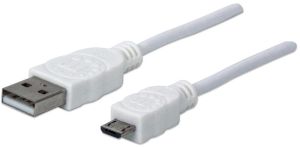 Kabel USB Manhattan USB-A - microUSB 0.3 m Biały (326537) 1