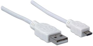 Kabel USB Manhattan USB-A - microUSB 0.3 m Biały (326537) 2