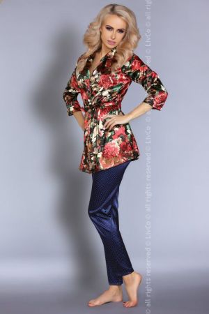 LivCo Corsetti Szlafrok damski + spodnie Frida Secret Garden Collection czarno-granatowy r. L/XL 1