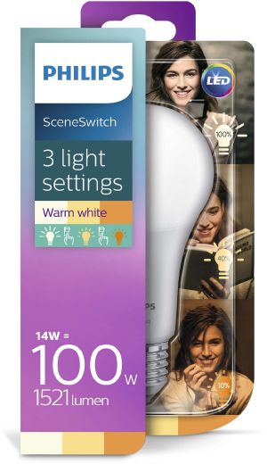 Philips Classic LEDbulb SceneSwitch 14W, E27, 827, A67, extra matt (PH-70679401) 2