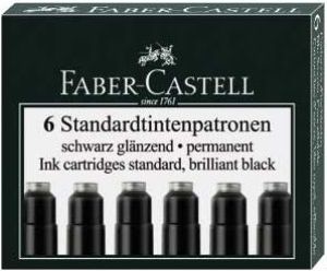 Faber-Castell NABOJE ATRAMENTOWE KRÓTKIE CZARNE 6 SZT. KARTONIK (185507 FC) 1