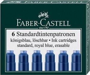 Faber-Castell NABOJE ATRAMENTOWE KRÓTKIE NIEBIESKIE 6 SZT. KARTONIK (185506 FC) 1