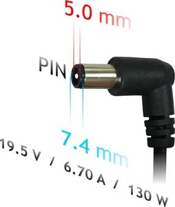 Zasilacz do laptopa Akyga 130 W, 5 mm, 6.7 A, 19.5 V (AK-ND-57) 3
