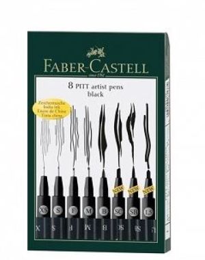 Faber-Castell Pitt Artist Pen Fineliner Etui 8 Sztuk + 3 Końcówki Specjalne Faber-Castell (167137 FC) 1