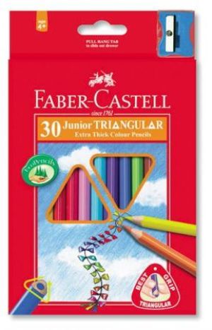 Faber-Castell Kredki Jumbo Trójkątne 30 Kolorów + Temperówka Opakowanie Karton Faber-Castell (116530 FC) 1