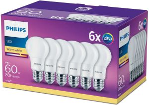 Philips LED Bulb 8W, 60W, A60, E27, WW FR ND 6CT/4 1