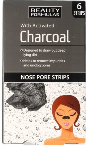 Beauty Formulas Charcoal Płatki oczyszczające na nos z aktywnym węglem 6szt. 1