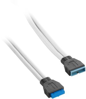 CableMod USB 19 pin - USB 20 pin, 0.5m, Biały (CM-CAB-IUS3-N50KW-R) 2