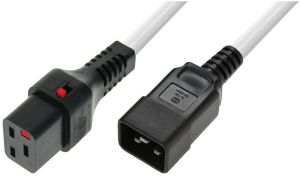 Kabel zasilający Digitus Kabel zasilający IEC LOCK 3x1,5mm2 IEC C20 prosty/IEC C19 prosty M/Ż 2m biały - IEC-PC1299 1