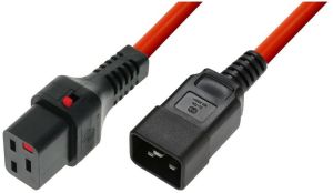 Kabel zasilający Digitus IEC LOCK 3x1,5mm2 IEC C20 prosty/IEC C19 prosty M/Ż 2m czerwony (IEC-PC1402) 1