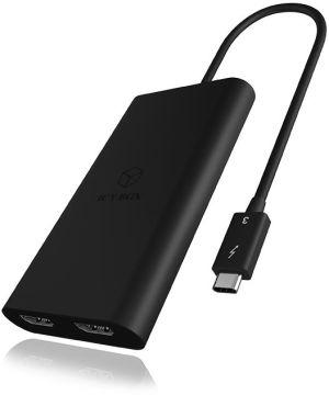 Adapter USB Icy Box Thunderbolt HDMI x2, 0.26m, Czarny (IB-SPL1026-TB3) 1