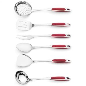 Zephyr Przybory kuchenne, polerowana stal nierdzewna, stojak, czerwone (Z-1520-A) 2