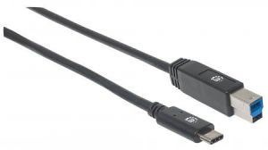 Kabel USB Manhattan USB-C - USB-B 2 m Czarny (354998) 2