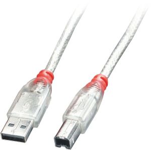 Kabel USB Lindy USB-A - USB-B 1 m Przezroczysty (41752) 1