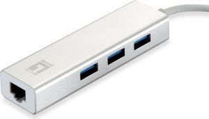 HUB USB LevelOne 1x RJ-45  + 3x USB-A 3.0 (USB-0503) 2