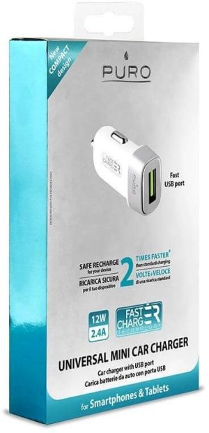 Ładowarka Puro Uniwersalna ładowarka samochodowa USB 2.4A (FCMCHUSB24CWHI) 2