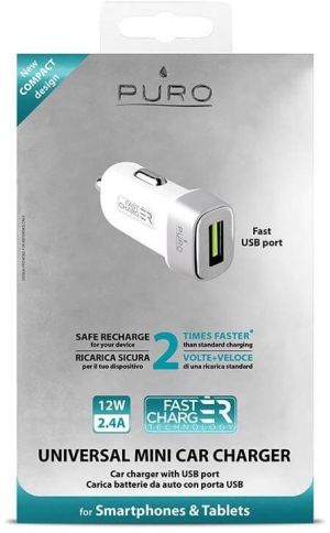 Ładowarka Puro Uniwersalna ładowarka samochodowa USB 2.4A (FCMCHUSB24CWHI) 3