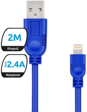 Kabel USB eXc  USB-A - Lightning 2 m Granatowy (5901687938424) 1