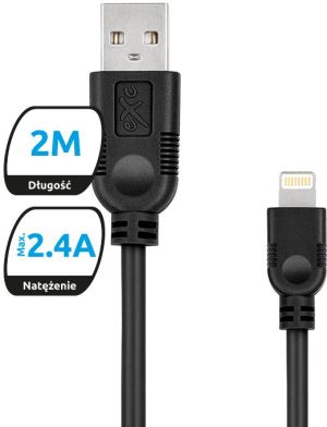 Kabel USB eXc  USB-A - Lightning 2 m Czarny (5901687938394) 1