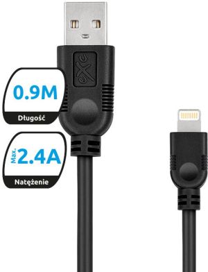 Kabel USB eXc  USB-A - Lightning 0.9 m Czarny (5901687938264) 1