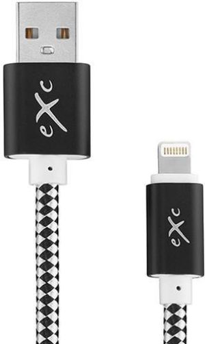 Kabel USB eXc  USB-A - Lightning 1.5 m Czarny Szary (5901687937380) 1