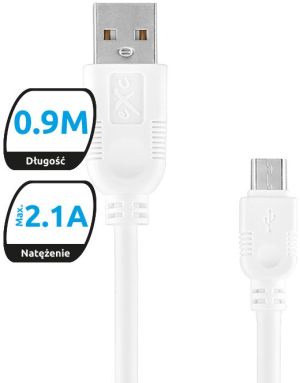 Kabel USB eXc  Whippy USB A -> Micro USB (M/M) Biały 0.9m 1