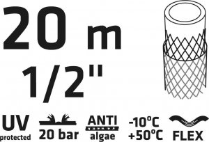 Verto Wąż ogrodowy 20m 1/2" ECONOMIC (15G800) 4