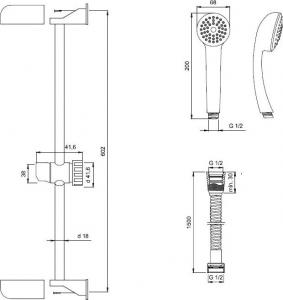 Zestaw prysznicowy Invena Ava New przesuwny chrom (AU-56-001-D) 2