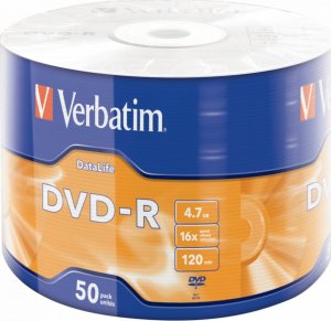 Verbatim DVD-R VERBATIM 4.7GB X16 DATALIFE MATT SILVER WRAP (50 SPINDLE) - 43791 1