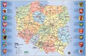 Piętka Mapa drogowo-administracyjna Polski. Podkladka... - 270282 1