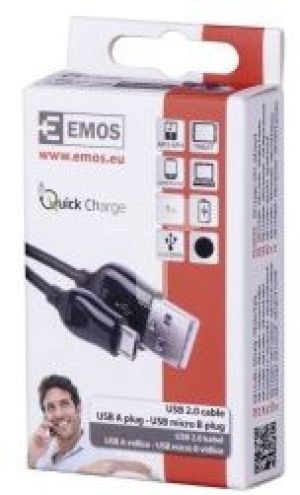 Kabel USB Emos USB-A - microUSB 1 m Czarny (SM7004B) 2