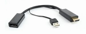 Adapter AV Gembird HDMI - DisplayPort + USB-A czarny (DSC-HDMI-DP) 1