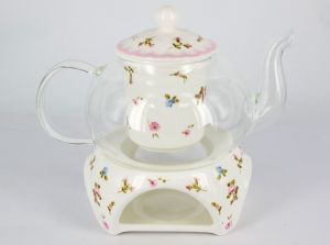 SAGRADO Czajniczek szklany z ceramicznym zaparzaczem i podrzewaczem (889-0119) 1