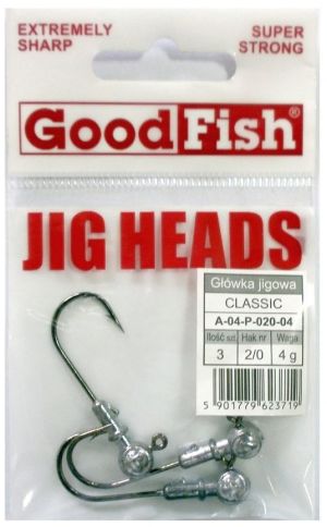 GoodFish Główki Jigowe GF r. 2/0, 4g, (3 szt.) (A-04-P-020-04) 1