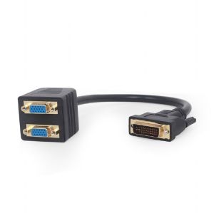 Gembird pasywny adapter/splitter DVI męski do 2x VGA żeński, 0.3m, czarny (A-DVI-2VGA-01) 1