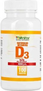 MYVITA Witamina D3 Forte z lanoliny 4000iu 100 tabletek 1
