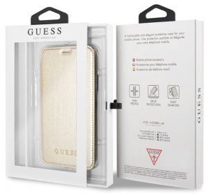 Guess book iPhone X złoty Iridescent (GUFLBKPXIGLTGO) 5