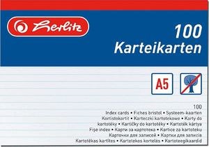 Herlitz KARTKI KARTOTEKOWE A5/100K LIN HER BIA FOL - 1150507 1