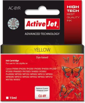 Tusz Activejet AC-8YR tusz yellow do drukarki Canon (zamiennik CLI-8Y) (ACR-8Y) 1