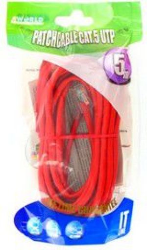4World kabel krosowy RJ45, bez osłonki, Cat. 5e UTP, 5 m, czerwony (04714) 2
