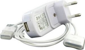 4World iPhone/iPod zestaw do ładowania USB + sieć 230V Biały (05409) 1