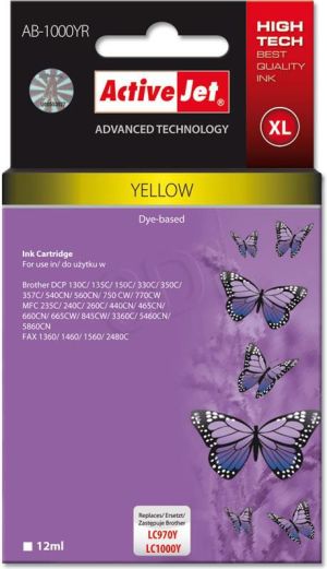 Tusz Activejet tusz AB-1000YR (LC1000Y, LC970Y) Yellow (refill) 1